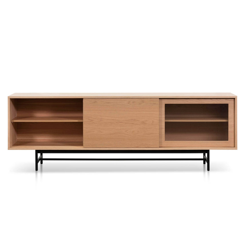 CTV6634-KD 2.1m Wooden Entertainment TV Unit - Natural with Flute Glass Door