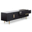 CTV6736-IG Matte Black TV Entertainment Unit - Brass Legs and Handle