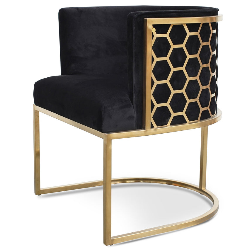 CDC2621-BS Occasional Chair In Black Velvet - Brushed Gold Base