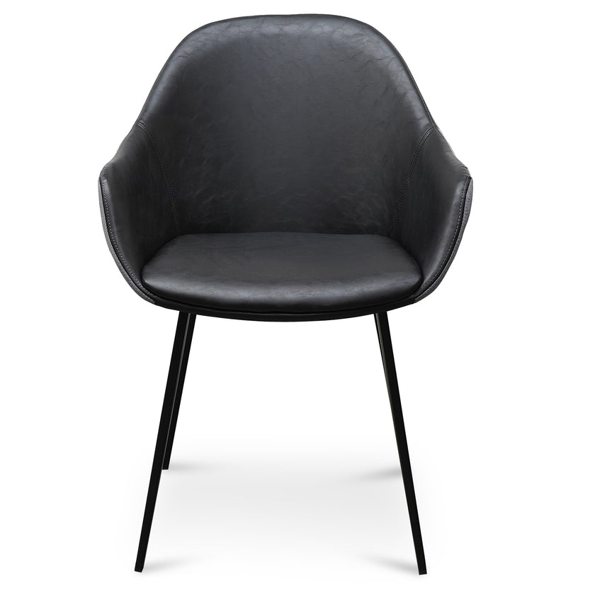 Ex Display - CDC2750-SE - PU Leather Dining Chair - Antique Black - Charcoal Velvet