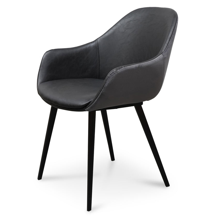 Ex Display - CDC2750-SE - PU Leather Dining Chair - Antique Black - Charcoal Velvet