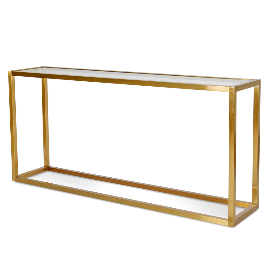 CDT2424-BS Glass Console Table - Brushed Gold Base