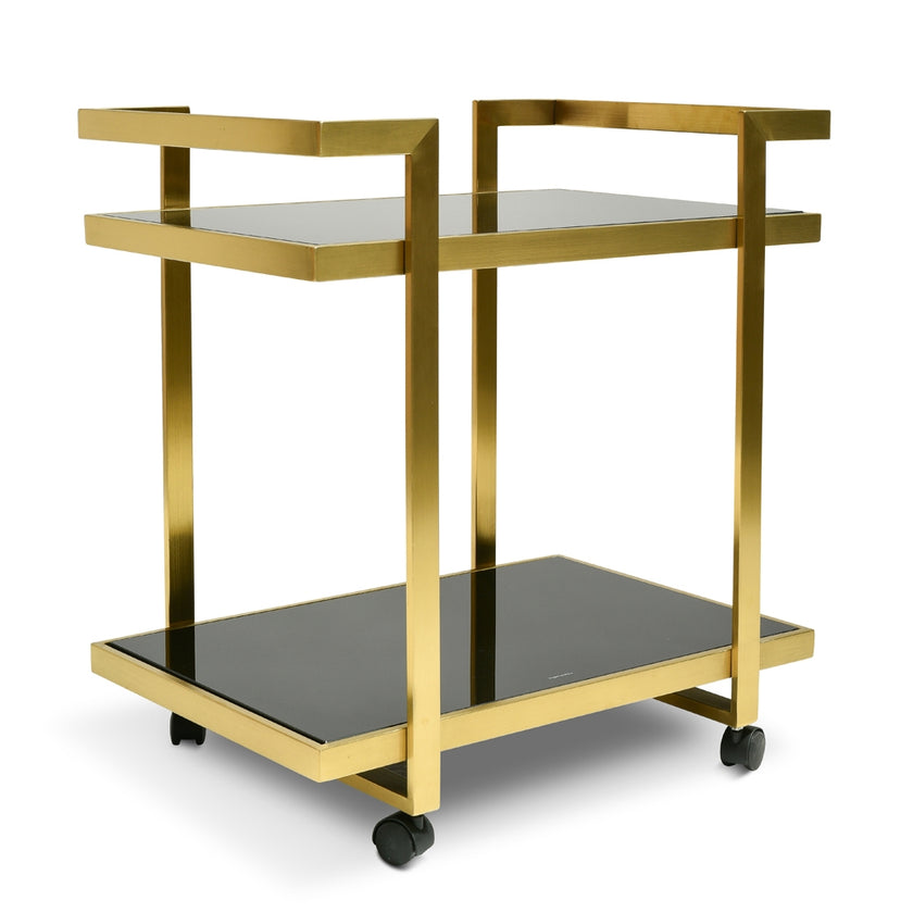 CBR006-KS Bar Cart - Tempered Glass - Gold  Base