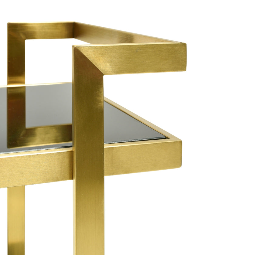 CBR006-KS Bar Cart - Tempered Glass - Gold  Base