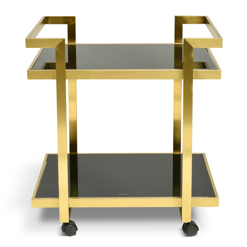 CBR006-KS Bar Cart - Tempered Glass - Gold  Base