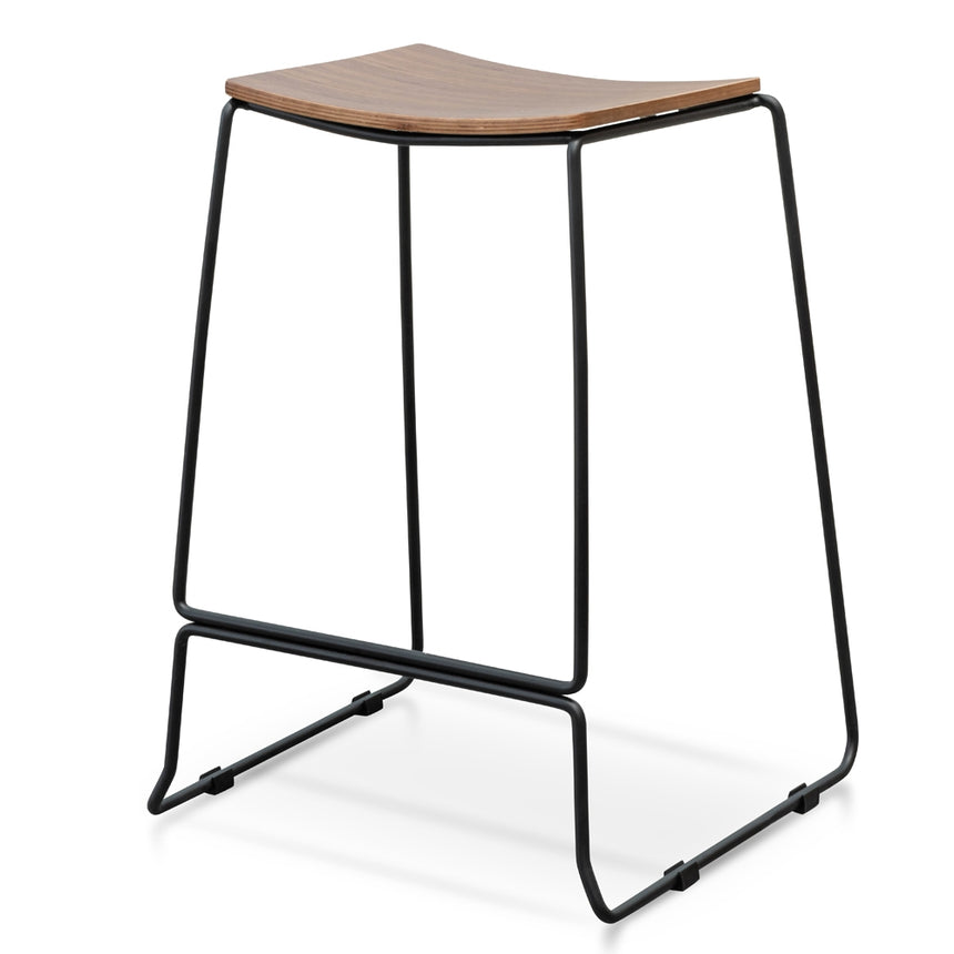 CBS2456-NH Bar Stool With Walnut Timber Seat - Black Frame