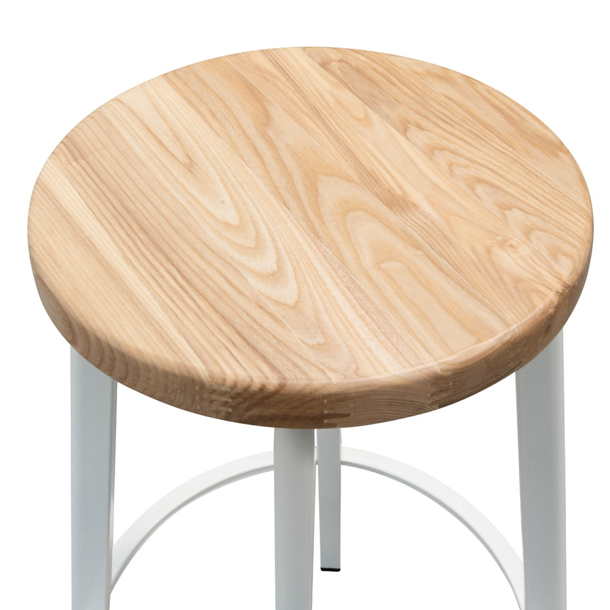 CBS2468-NH 65cm Bar Stool - Natural Timber Seat - White Frame
