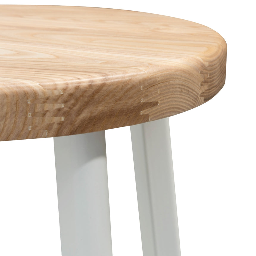 CBS2468-NH 65cm Bar Stool - Natural Timber Seat - White Frame