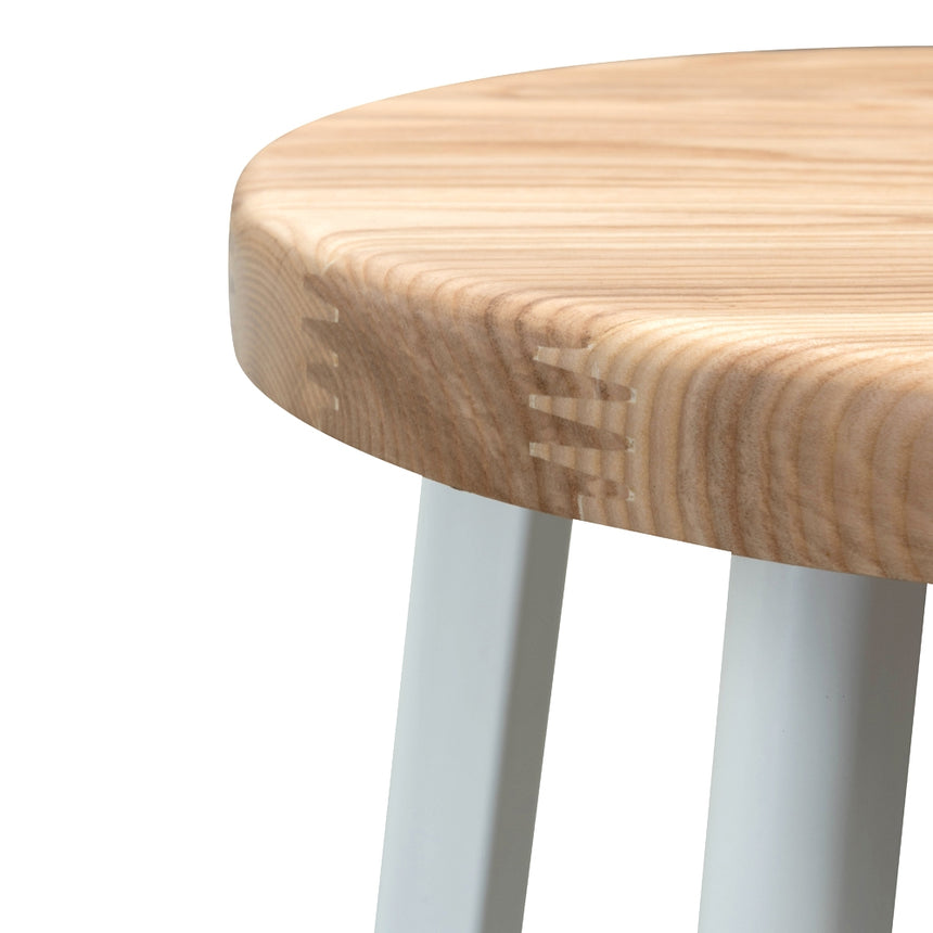 CBS2468-NH 65cm Bar Stool - Natural Timber Seat - White Frame