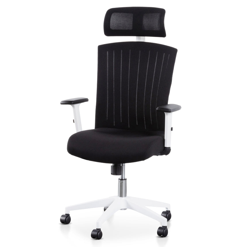 COC6190-LF Black Office Chair - White Arm and Base