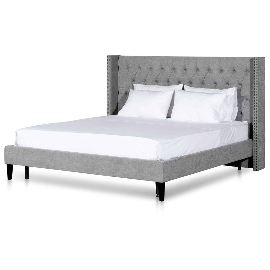 CBD6018-YO Fabric Queen Bed Frame - Pearl Grey with Storage
