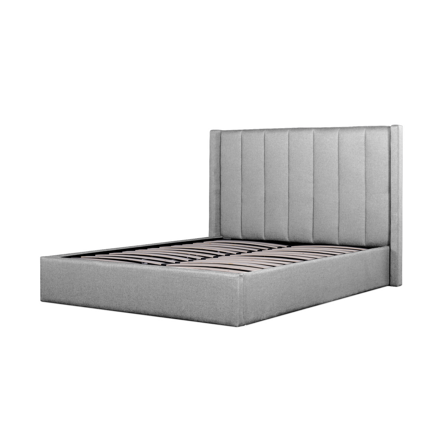 CBD6018-YO Fabric Queen Bed Frame - Pearl Grey with Storage