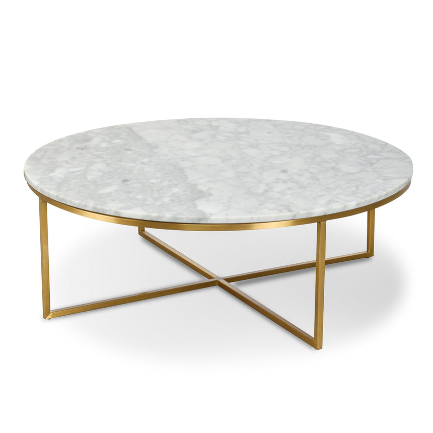 Ex Display - CDT1275-DW White 1.8m Marble Dining Table - Black Legs