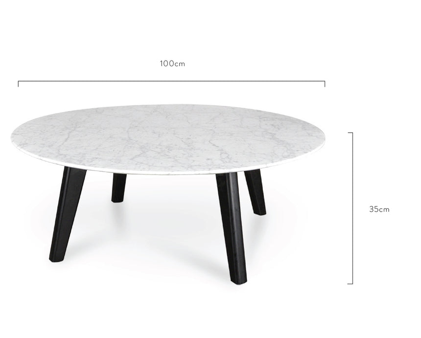 CCF2008-SD 100cm Marble Coffee Table with Black Legs