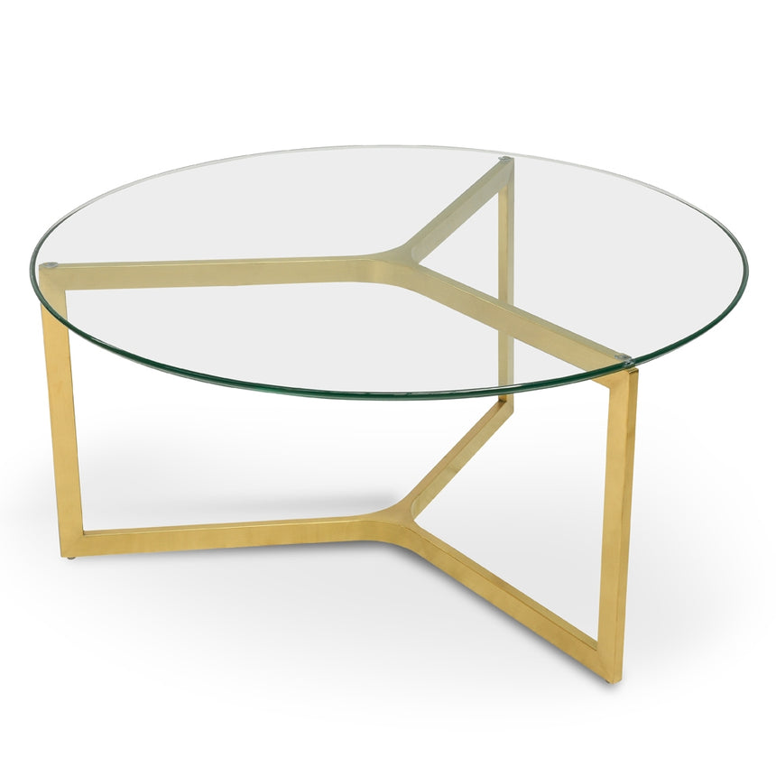 CCF2352-KS 85cm Glass Round Coffee Table - Gold Base