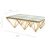 CCF2420-BS 1.2m Coffee Table - Glass Top - Brushed Gold Base