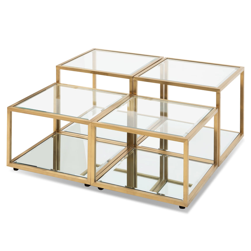 CCF2585-BS 100cm Glass Coffee Table - Brushed Gold Base (Set of 4)