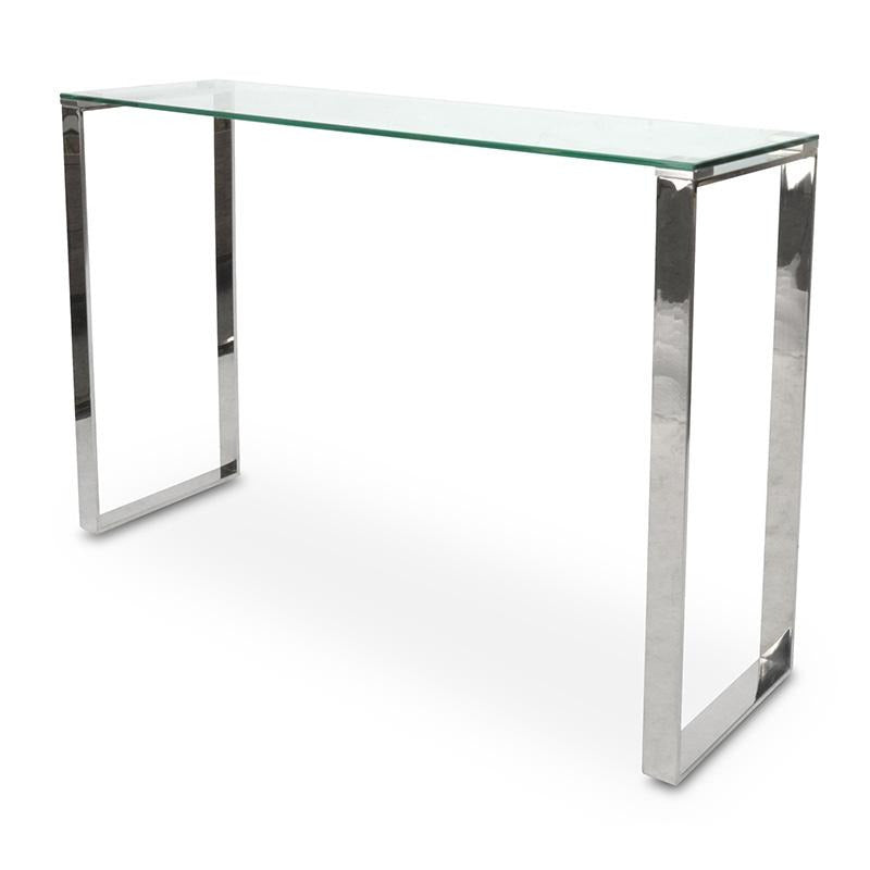 CDT2424-BS Glass Console Table - Brushed Gold Base