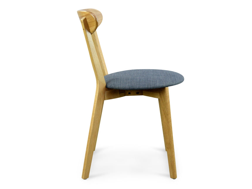 CDC440G  Dining  Chair Solid Natural Oak – Grey Fabric Seat