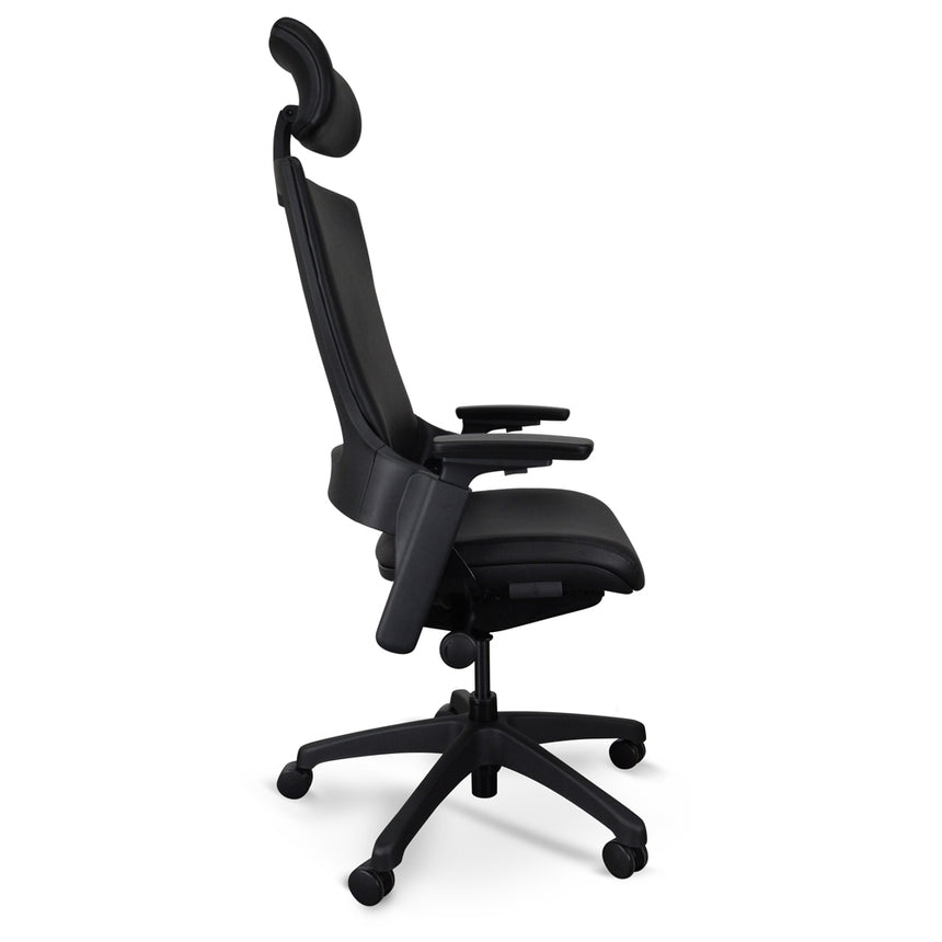 OC2151-UN-HD2155-UN Ergonomic Leather Office Chair With Head Rest - Black