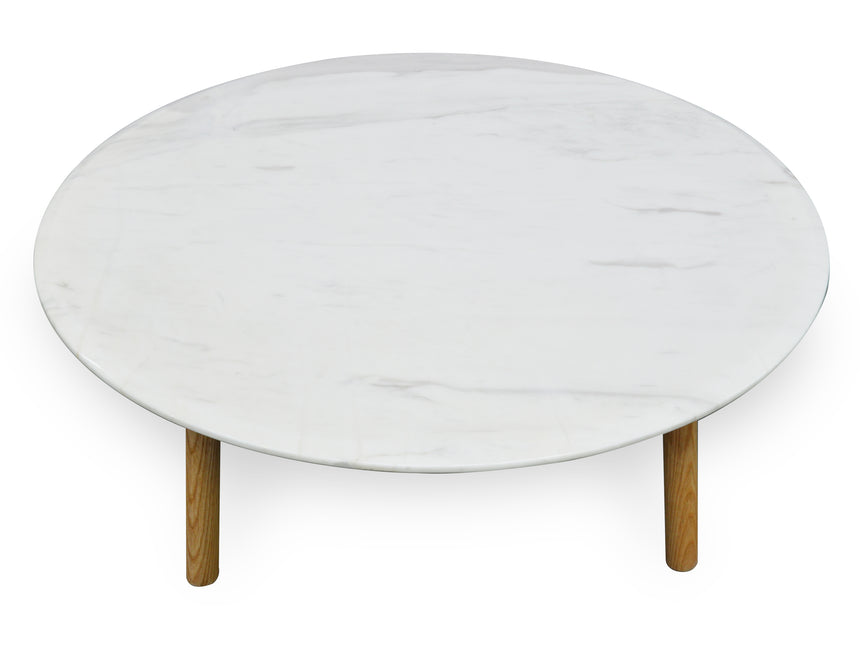 CCF1037 100cm Marble Round Coffee Table - Natural