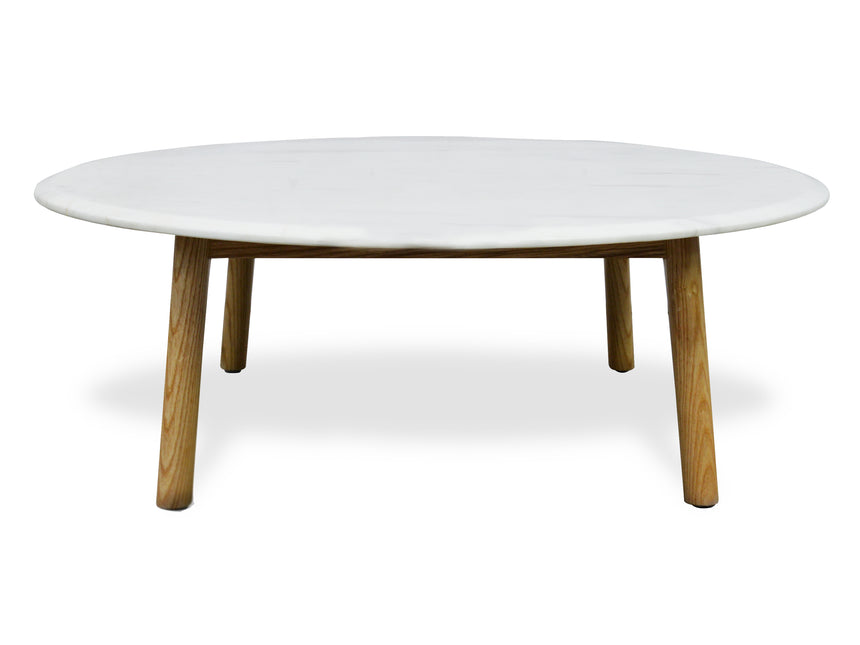 CCF1037 100cm Marble Round Coffee Table - Natural