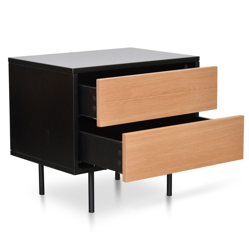 CST2149-CN Bedside Table - Natural Oak - Matt Black - Last one