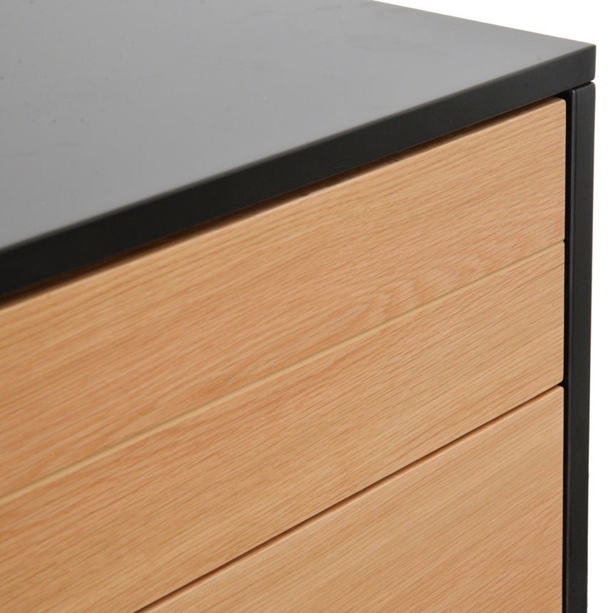 CST2149-CN Bedside Table - Natural Oak - Matt Black - Last one
