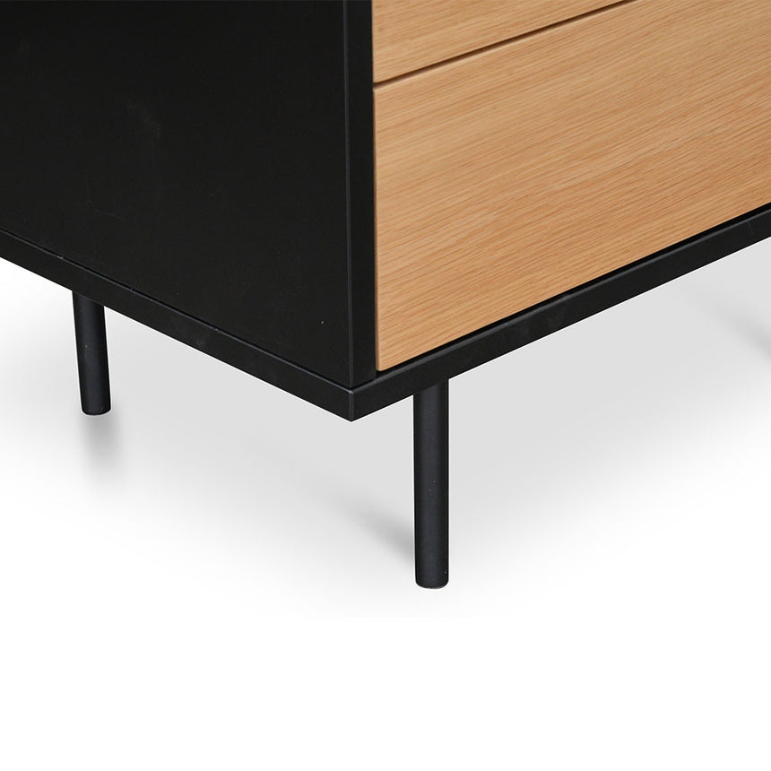 CST2149-CN Bedside Table - Natural Oak - Matt Black - Last one