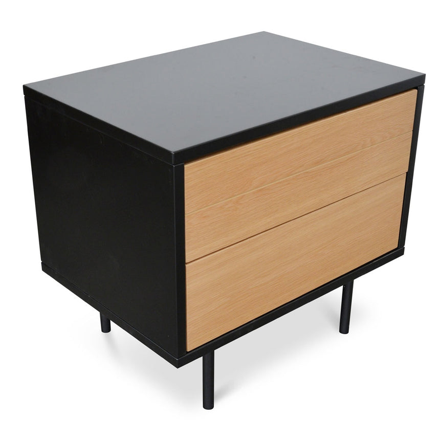 CST2149-CN Bedside Table - Natural Oak - Matt Black - Last one