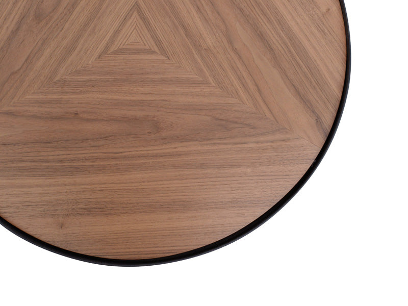 CCF385-L 60cm Round Coffee Table - Walnut Top - Black Frame