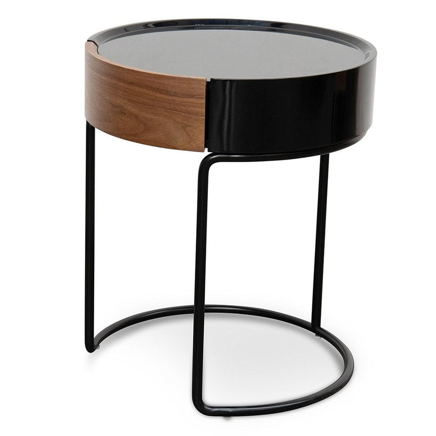 CST2201-IG Round Side Table - Walnut - Black