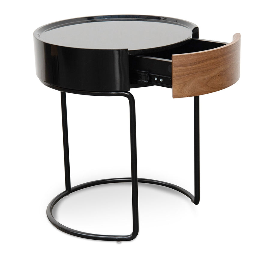 CST2201-IG Round Side Table - Walnut - Black