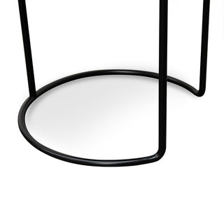 CST2201-IG Round Side Table - Walnut - Black | Calibre Furniture