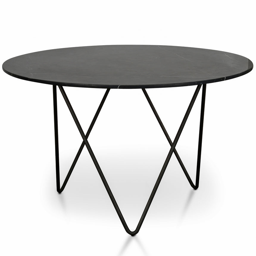 Ex Display - CDT1275-DW White 1.8m Marble Dining Table - Black Legs