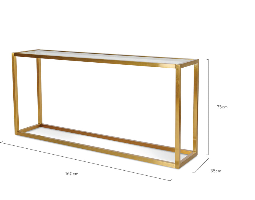 CDT1078-DW Glass Console Table - Tempered Glass -  Steel Base