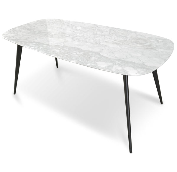 CDT1275DW White 1.8m Marble Dining Table Calibre Furniture