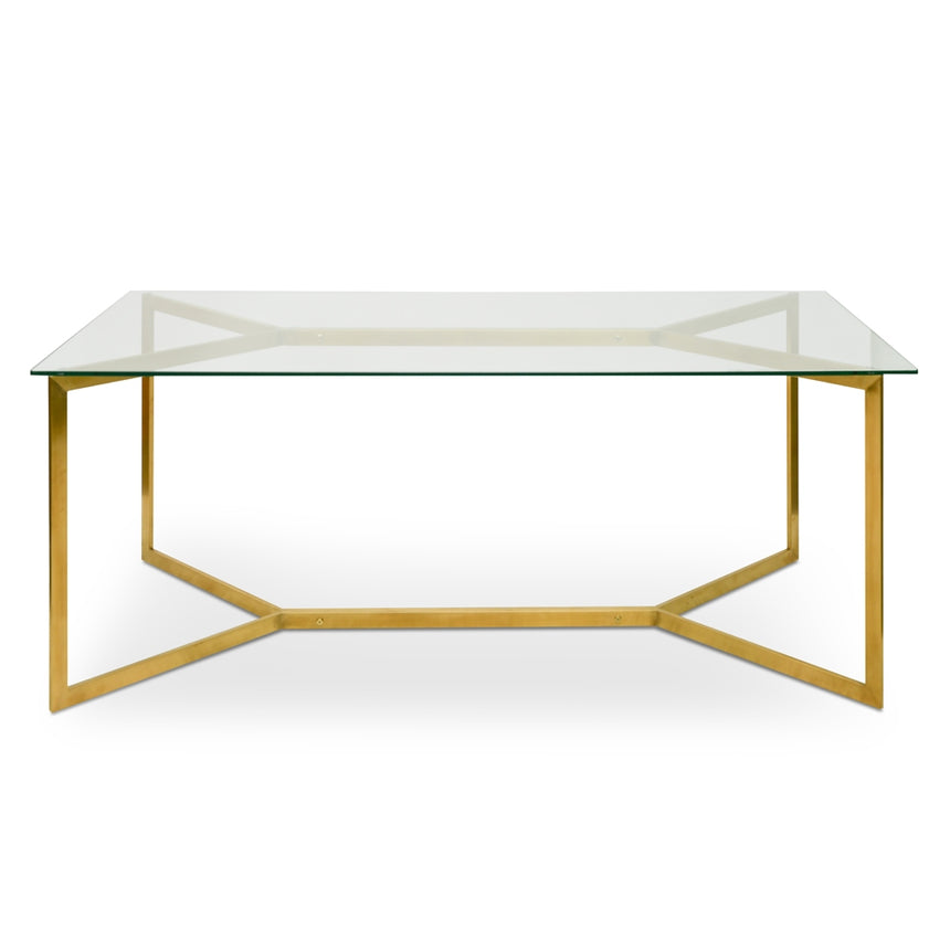 CDT2360KS 1.9m Glass Dining Table Gold Base Calibre Furniture