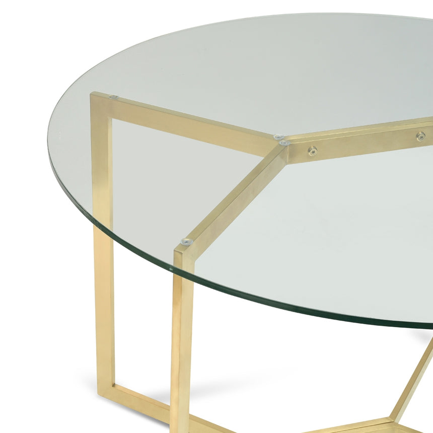 CDT2361-KS 1.2m Round Glass Dining Table -  Gold Base
