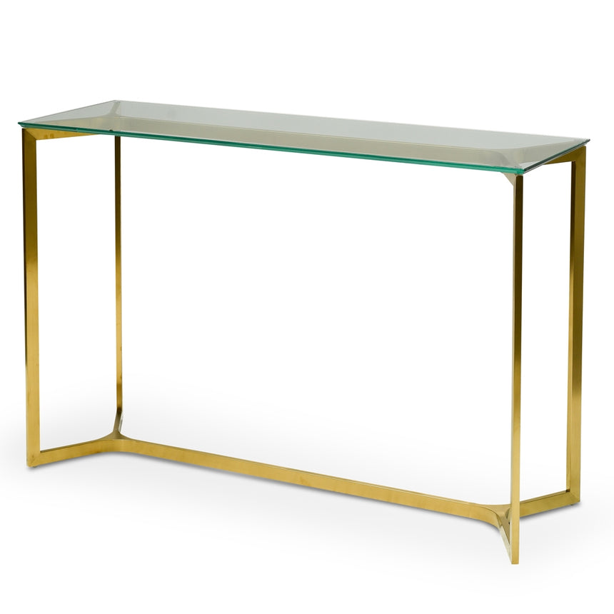 CDT2424-BS Glass Console Table - Brushed Gold Base