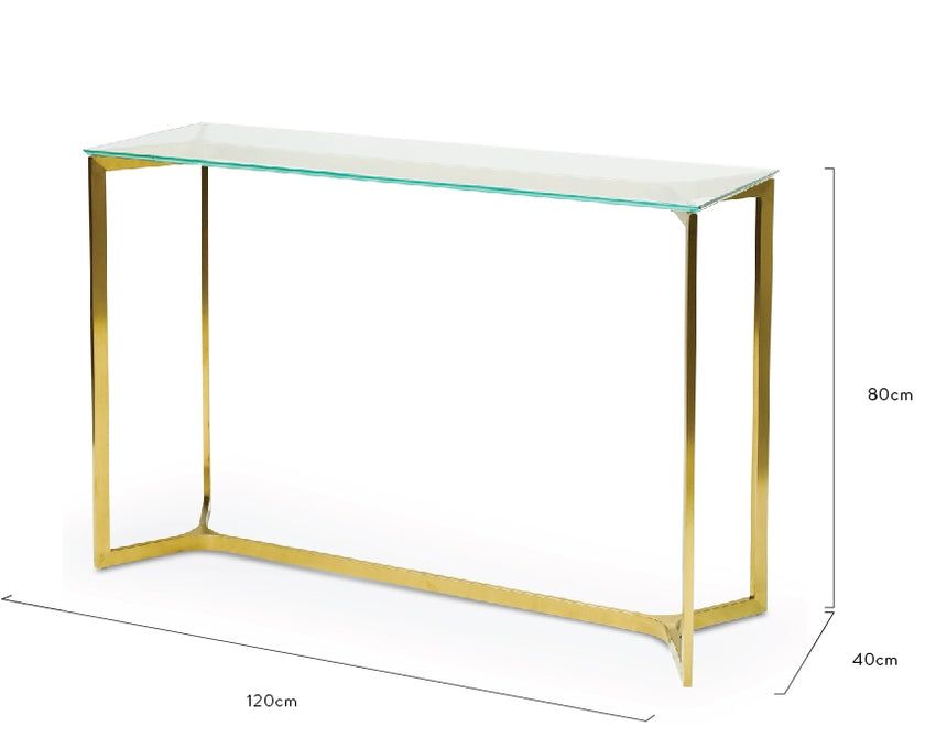 Ex Display - CDT2362-KS 1.2m Glass Console Table - Gold Base
