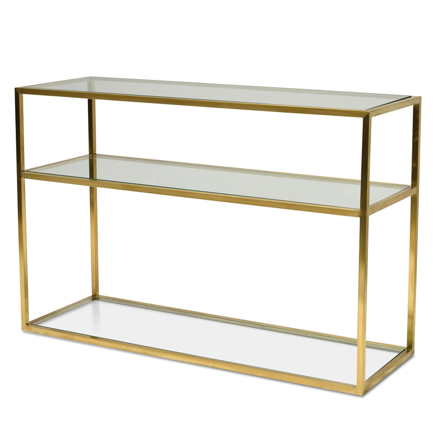 CDT2424-BS Glass Console Table - Brushed Gold Base