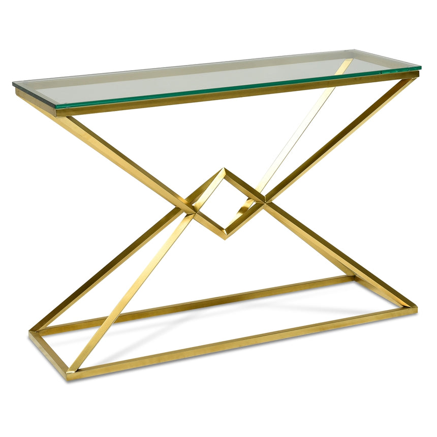 CDT2364-KS 1.2m Glass Console Table - Gold Base