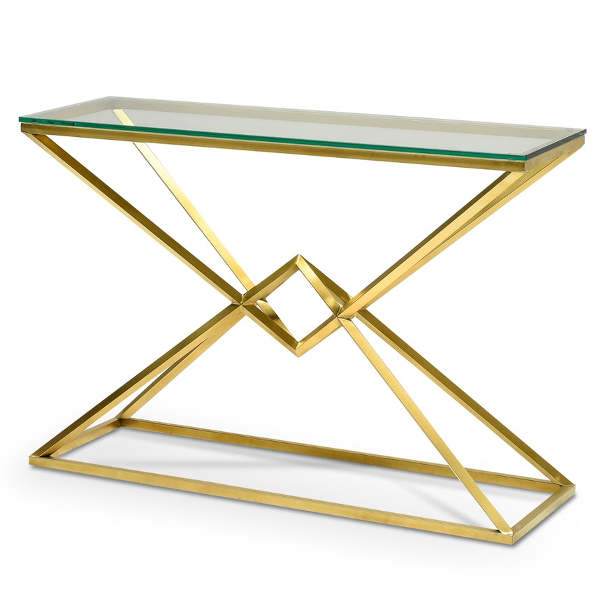 CDT2424-BS Glass Console Table - Brushed Gold Base