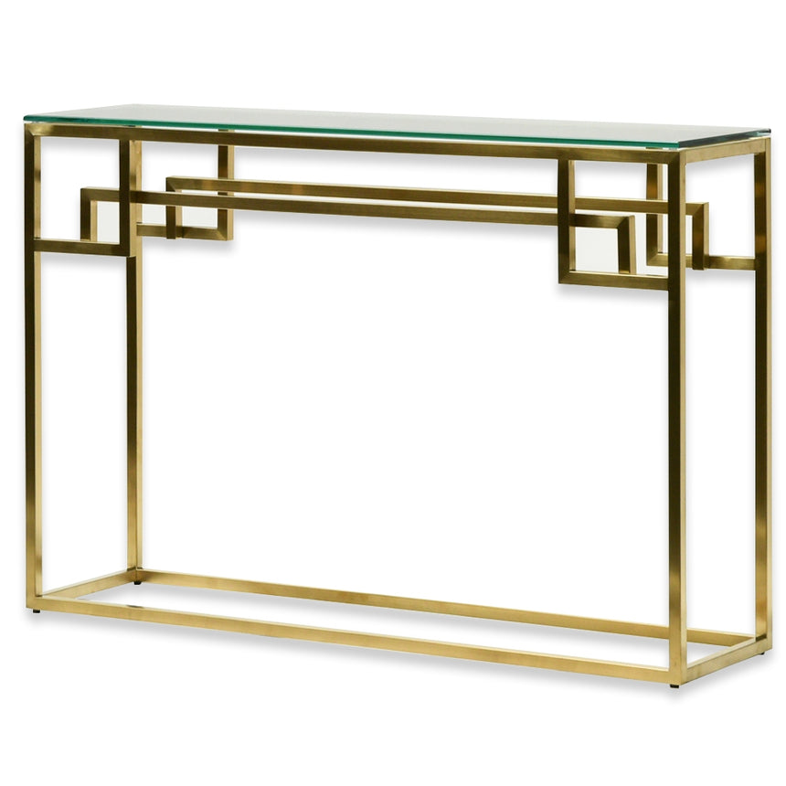 CDT2424-BS Glass Console Table - Brushed Gold Base