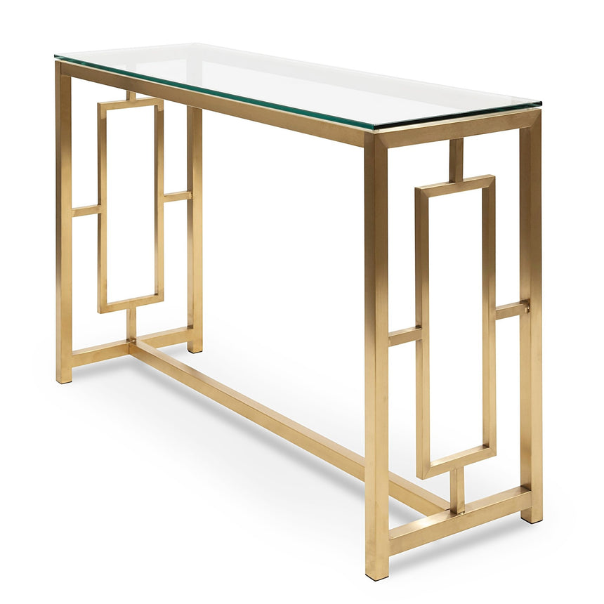 CDT2424-BS Glass Console Table - Brushed Gold Base