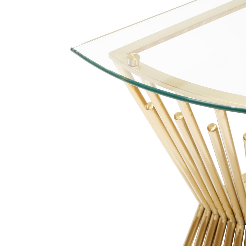 CDT2587-BS Glass Console Table - Brushed Gold Base