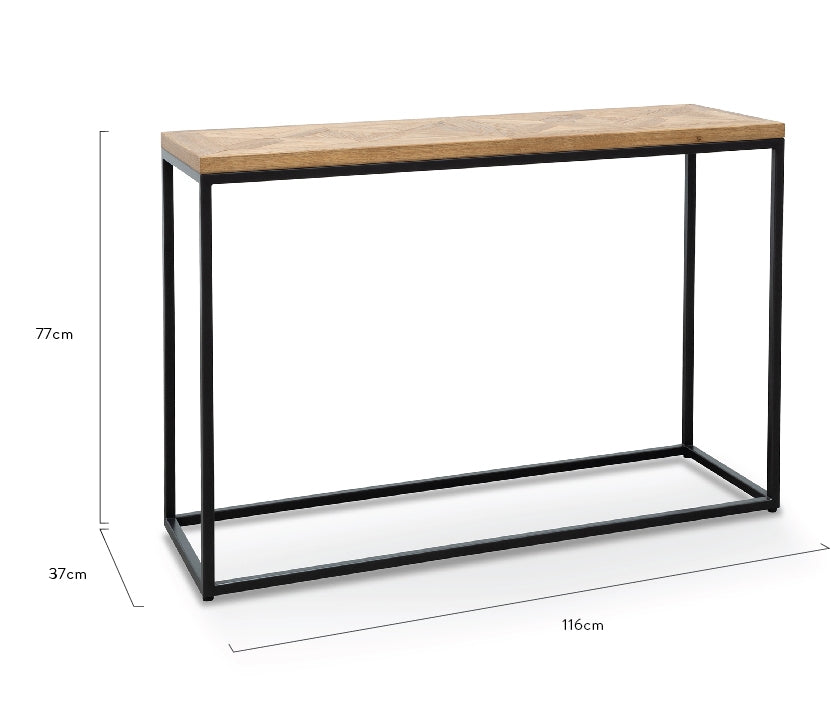 Percy Console Table - European Knotty Oak and Peppercorn