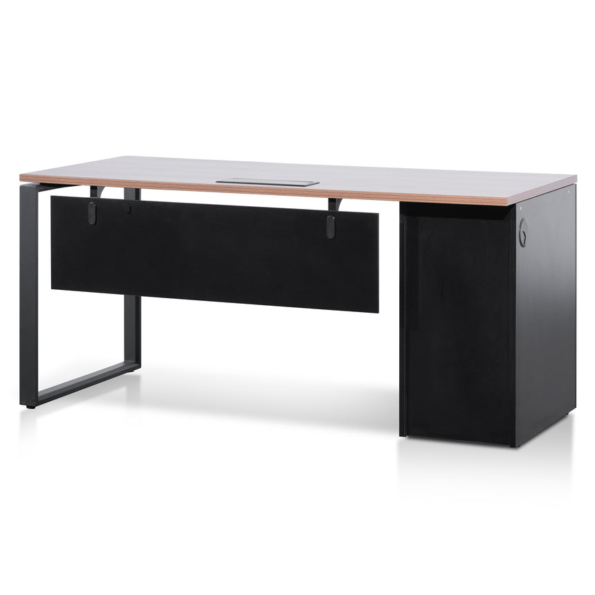 COT6162-SN 1.6m Single Seater Walnut Office Desk - Black Legs