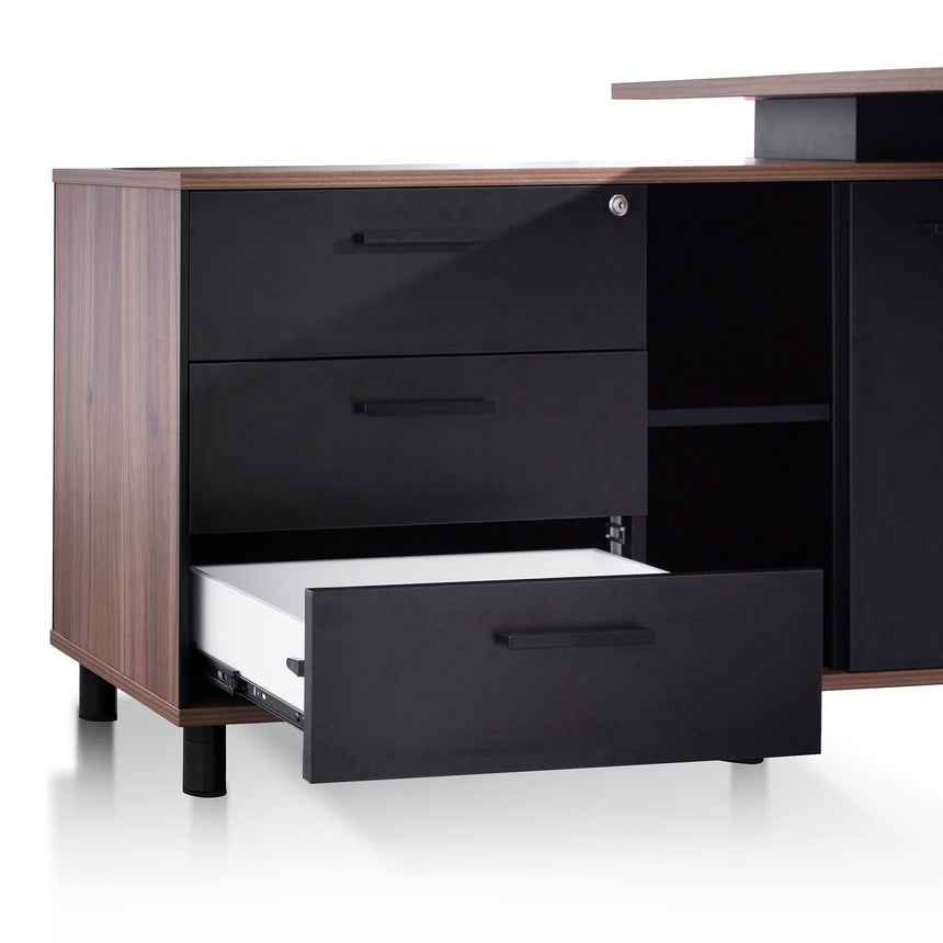 COT6165-SN 1.8m Executive Desk Left Return with Black Legs - Walnut